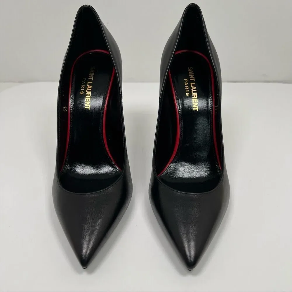 SAINT LAURENT Anja 85 Leather Pumps in Black Sz US 7.5 - Picture 3 of 8